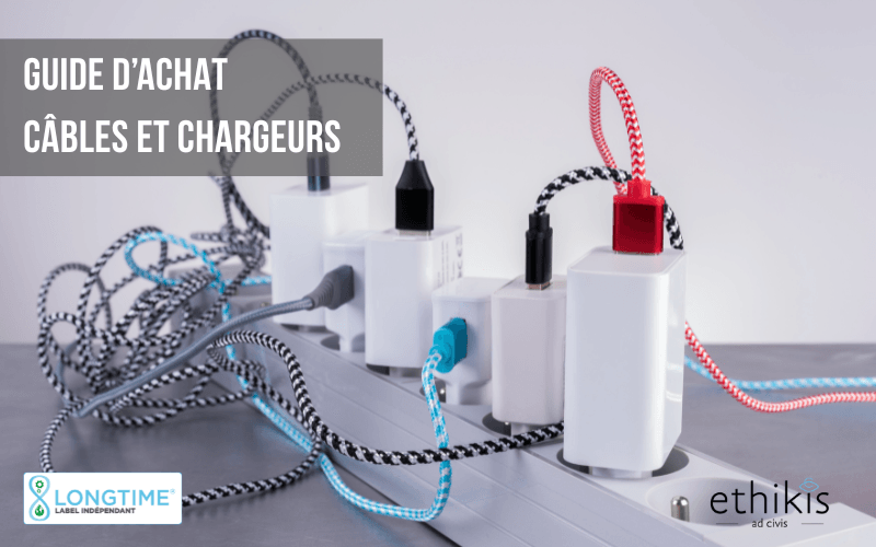 Guide d’achat des câbles et chargeurs : plusieurs chargeurs branchés sur une multiprise avec des câbles tressés pour imager la nécessité de bien choisir
